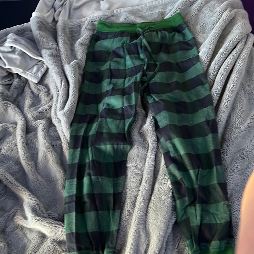 green plaid pajama pants